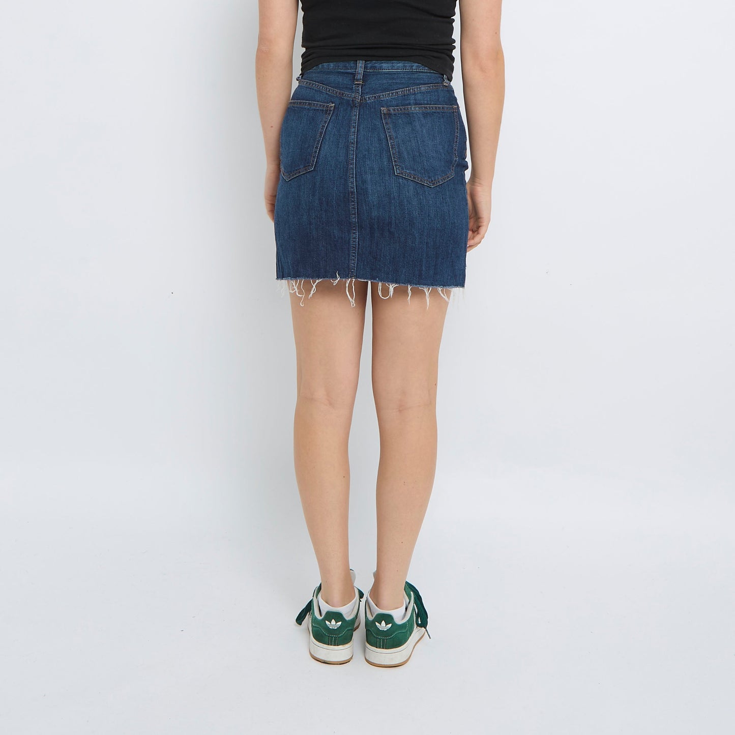 Frayed Denim Mini Skirt - UK 8