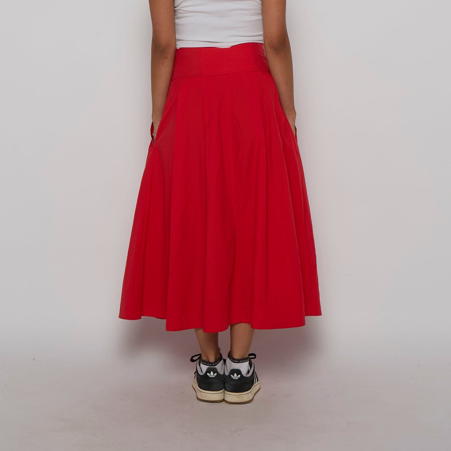 Red Full Maxi Skirt - UK 8