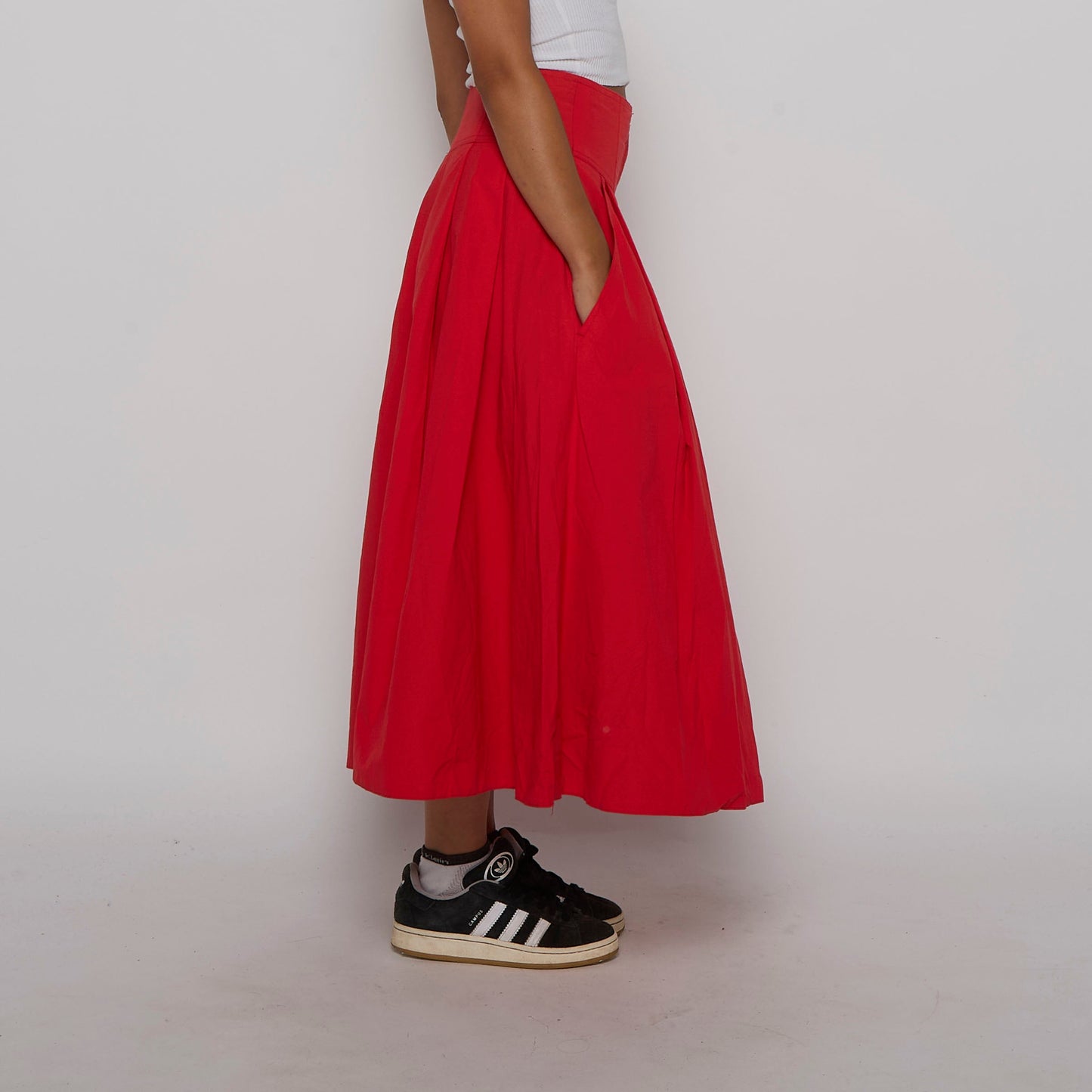 Red Full Maxi Skirt - UK 8