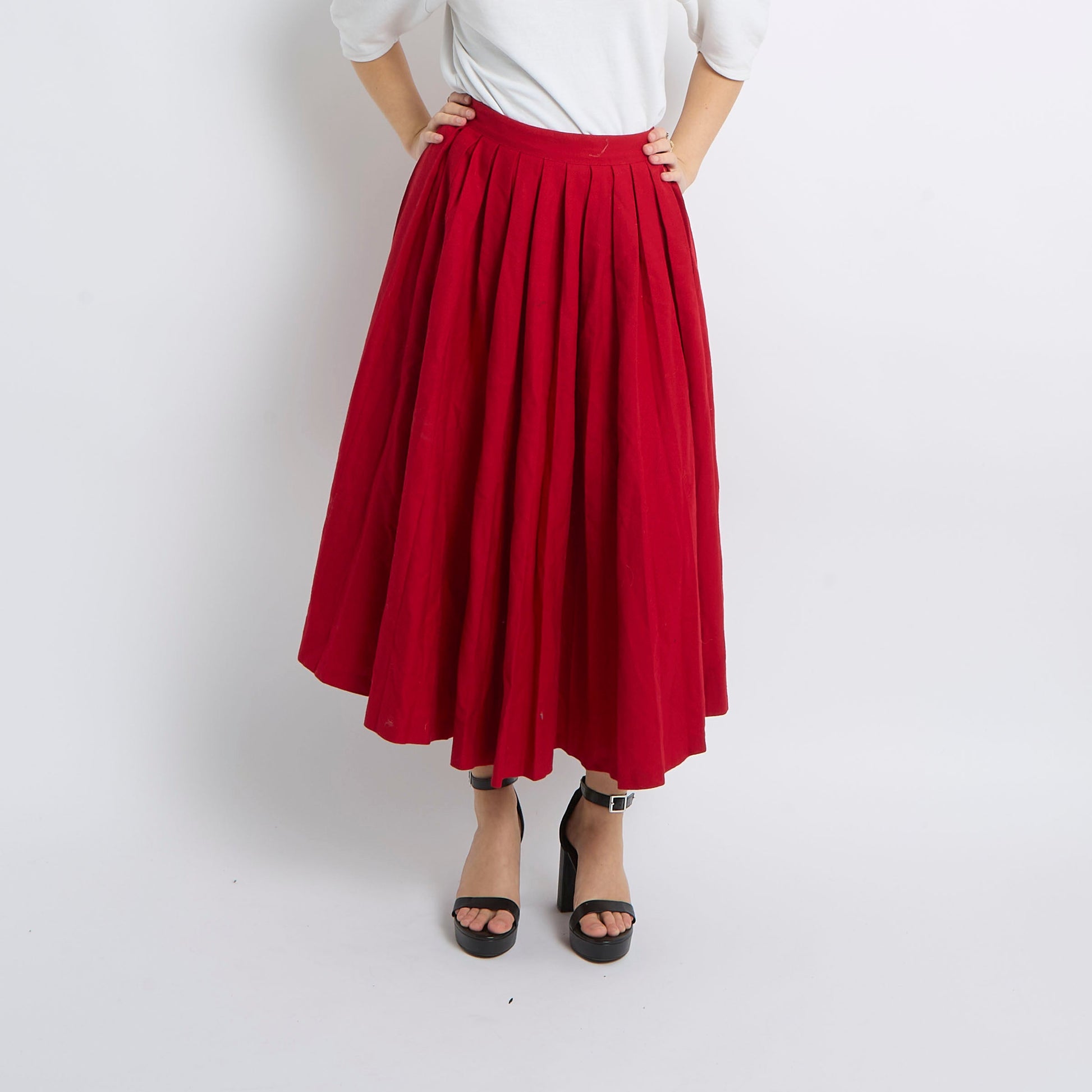 Cotton Pleated Wrap Skirt - UK 8