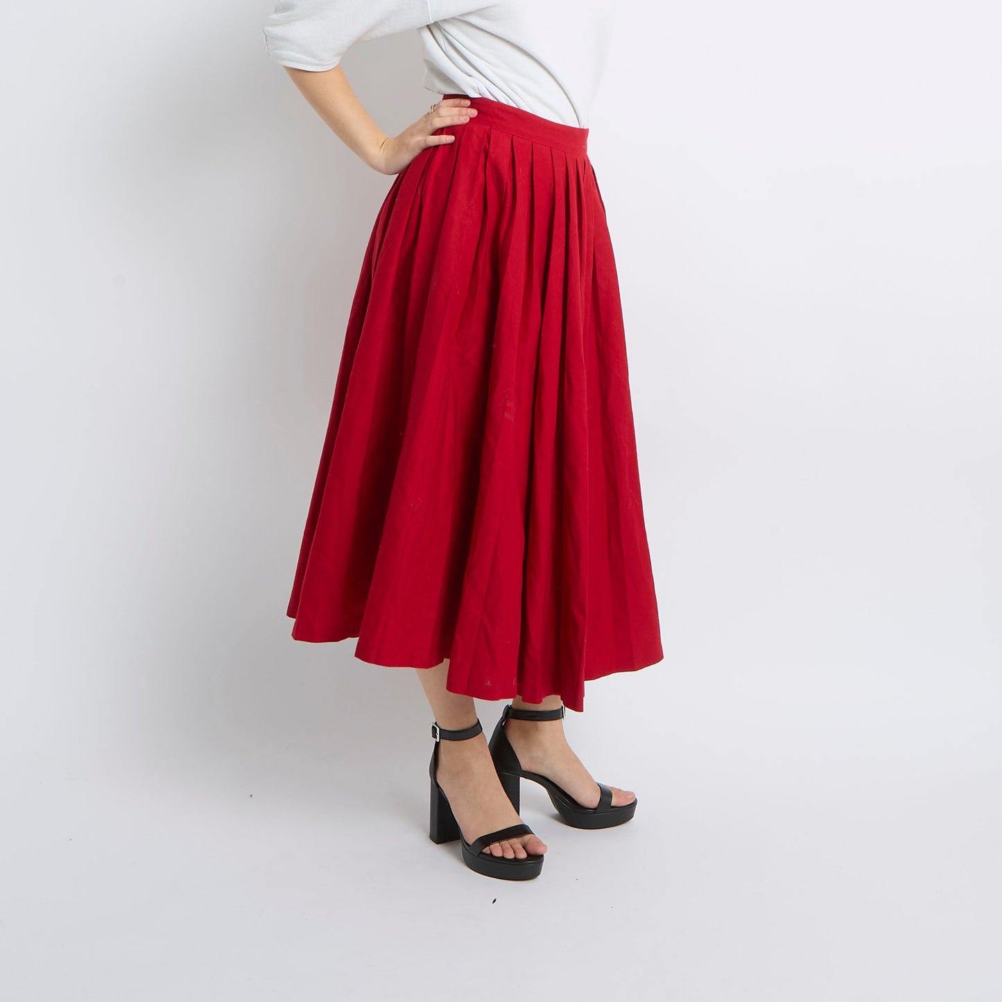 Cotton Pleated Wrap Skirt - UK 8