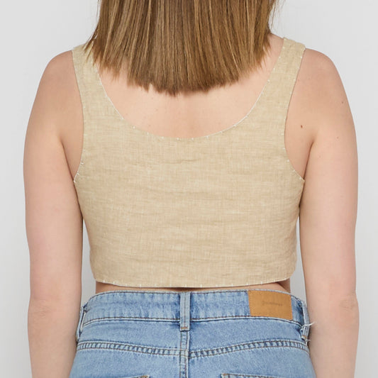 Lace Up Front Crop Top - UK 4