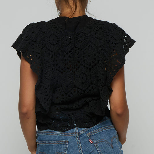 Crochet Sleeveless Crop Top - UK 6