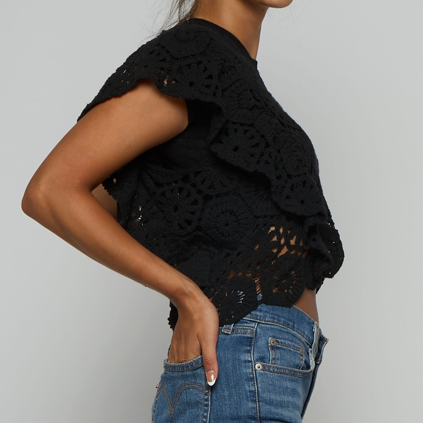 Crochet Sleeveless Crop Top - UK 6