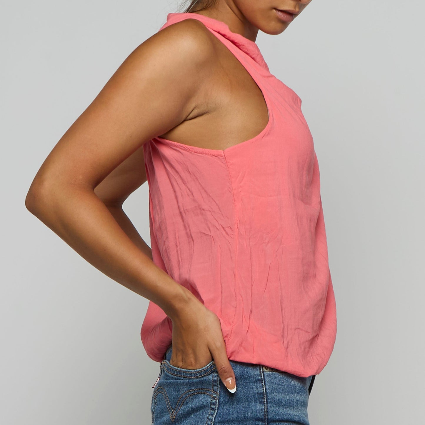 Cowl Neck Sleeveless Wrap Hem Top - UK 6