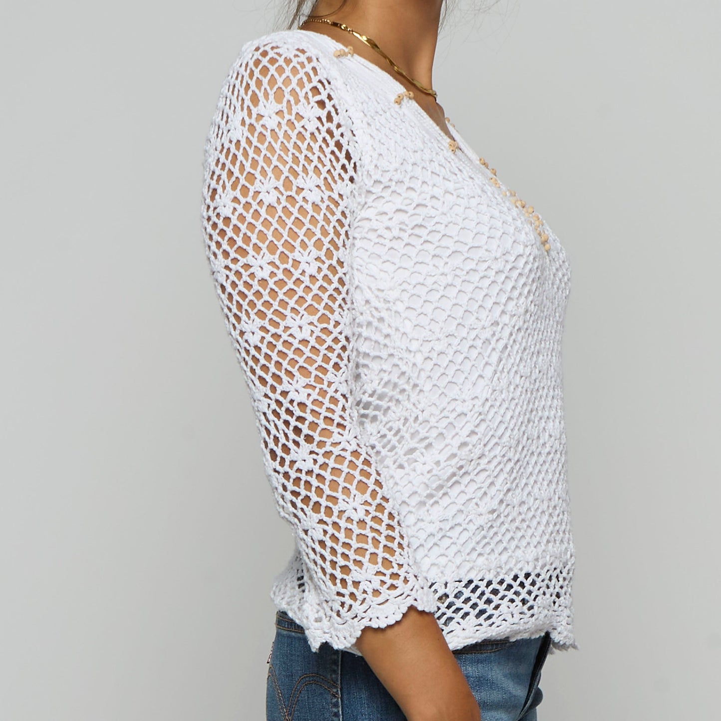 Crochet Knit Beaded Top - UK 6