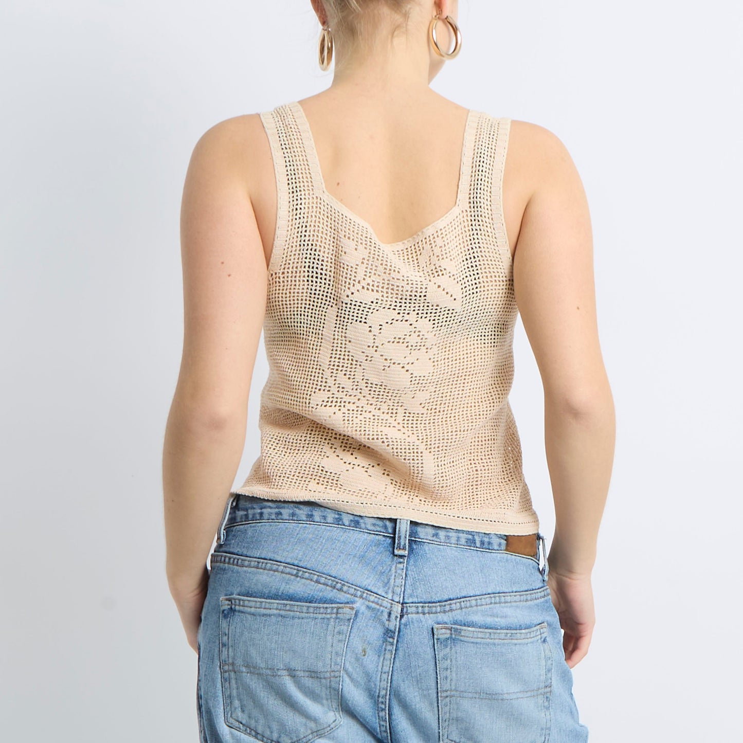 Crochet Square Neck Top - UK 10