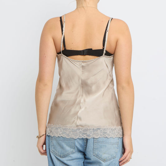 Lace  Satin Strappy Top - UK 10