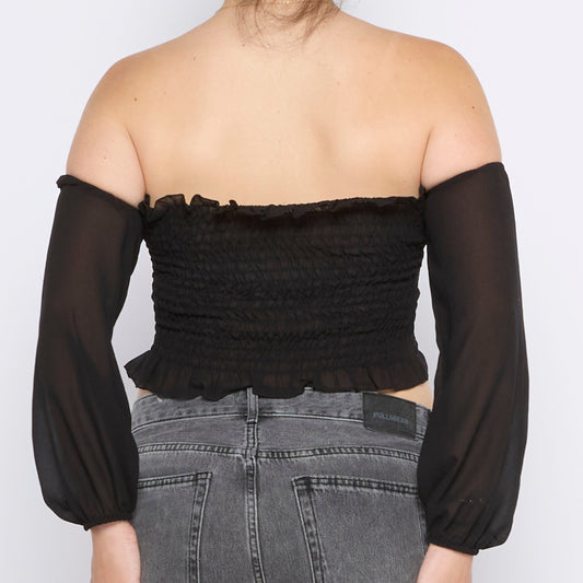 Sheered Bandeau Off Shoulder Top - UK 10