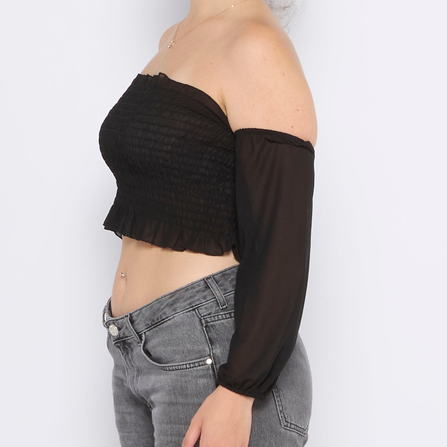 Sheered Bandeau Off Shoulder Top - UK 10