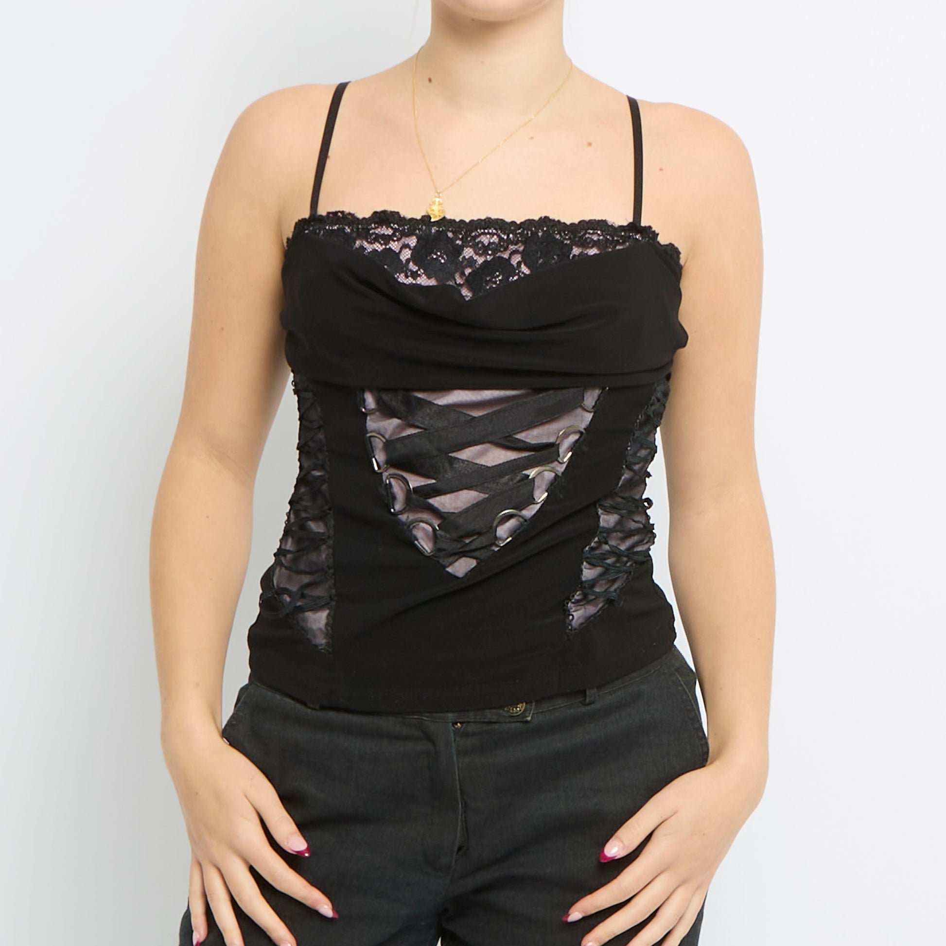 Lace Detail Strappy Camisole - UK 10