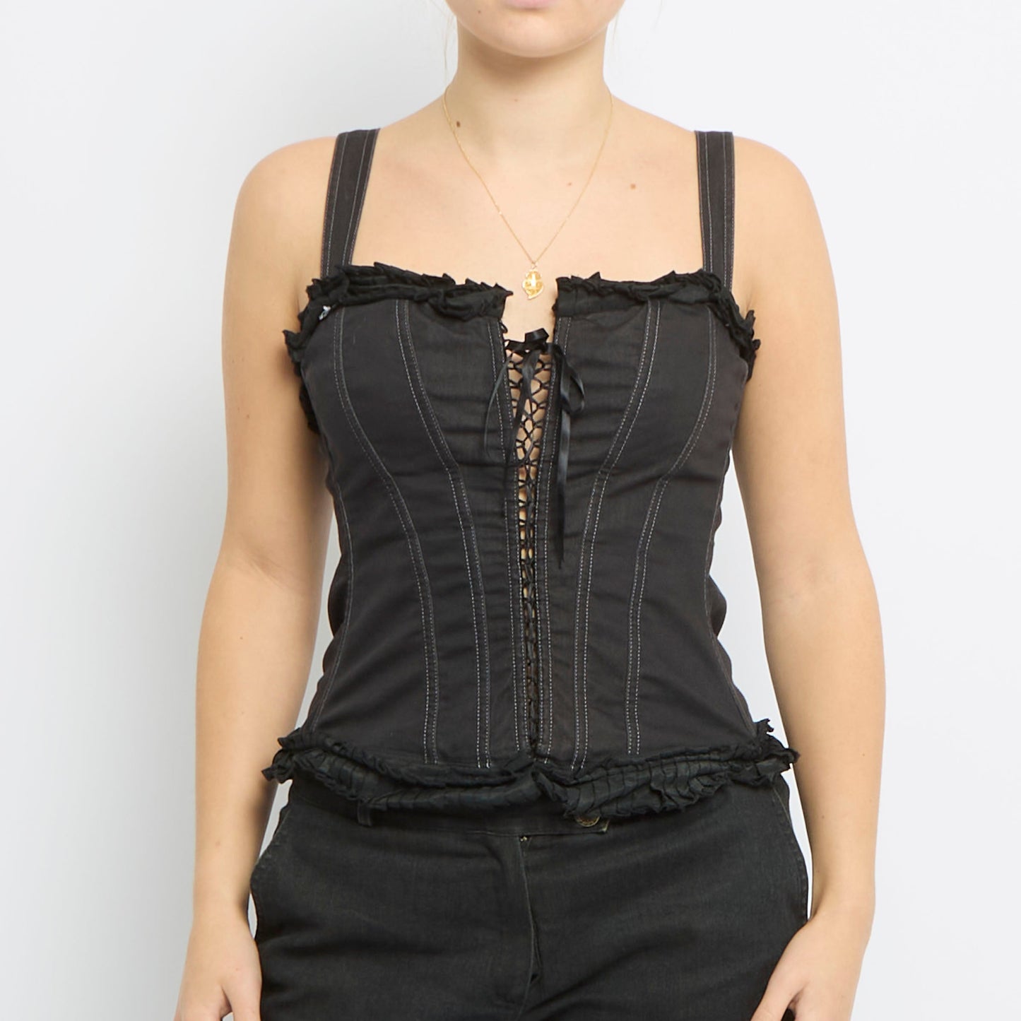 Frilly Corset Style Strappy Top - UK 10