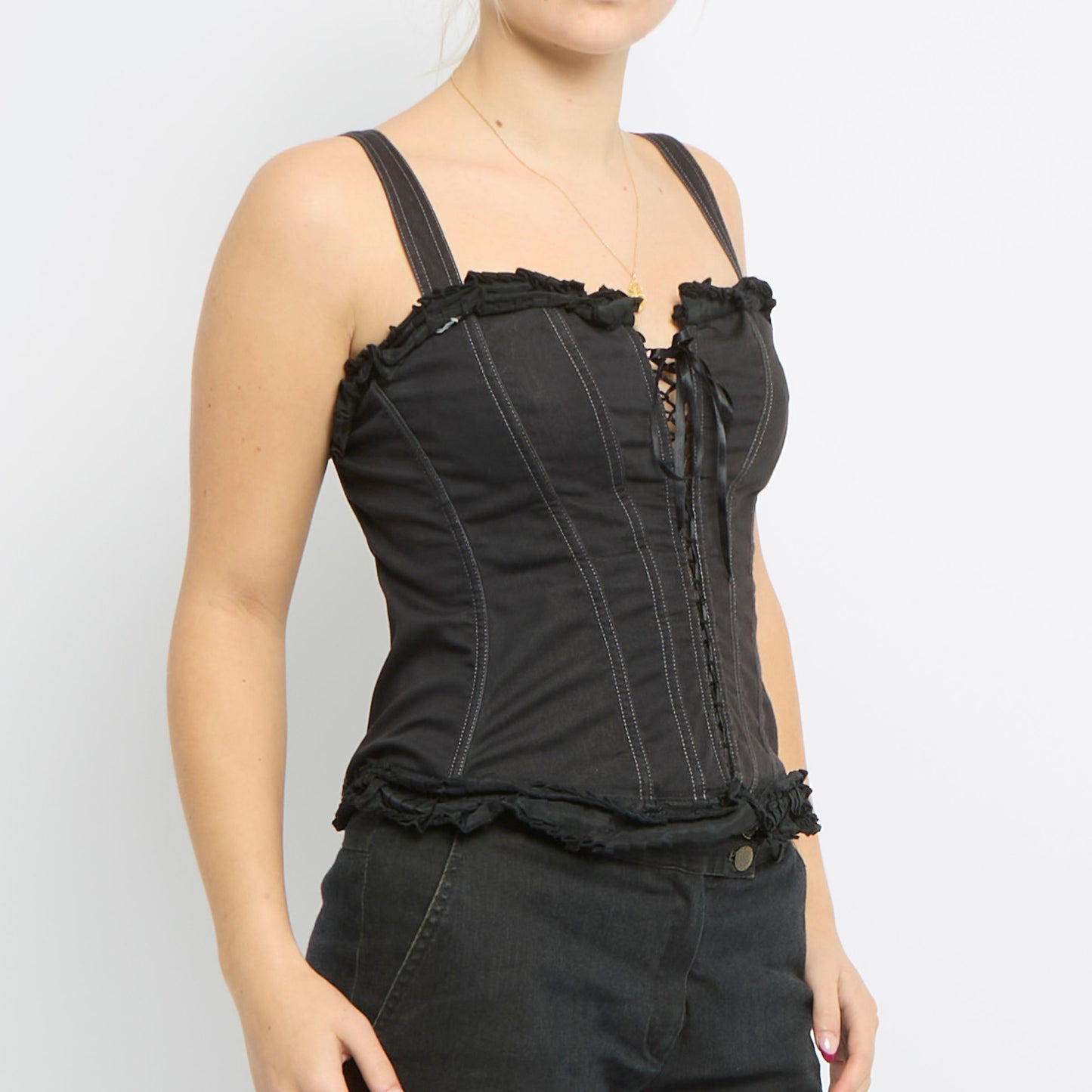 Frilly Corset Style Strappy Top - UK 10