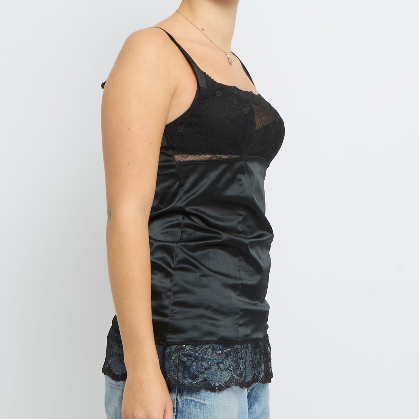 Lace  Satin Strappy Top - UK 10