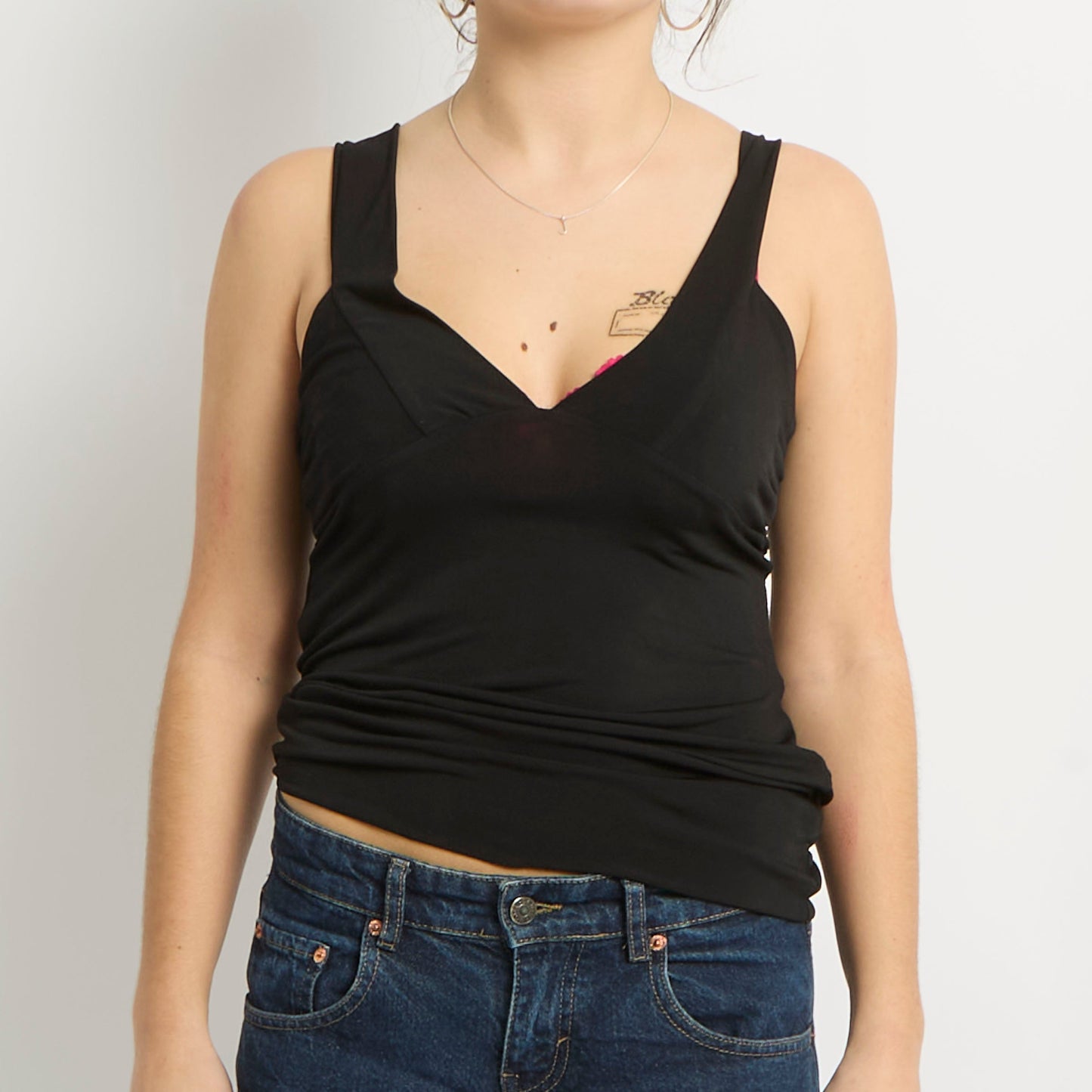 Tie Back V-Neck Tank Top - UK 10