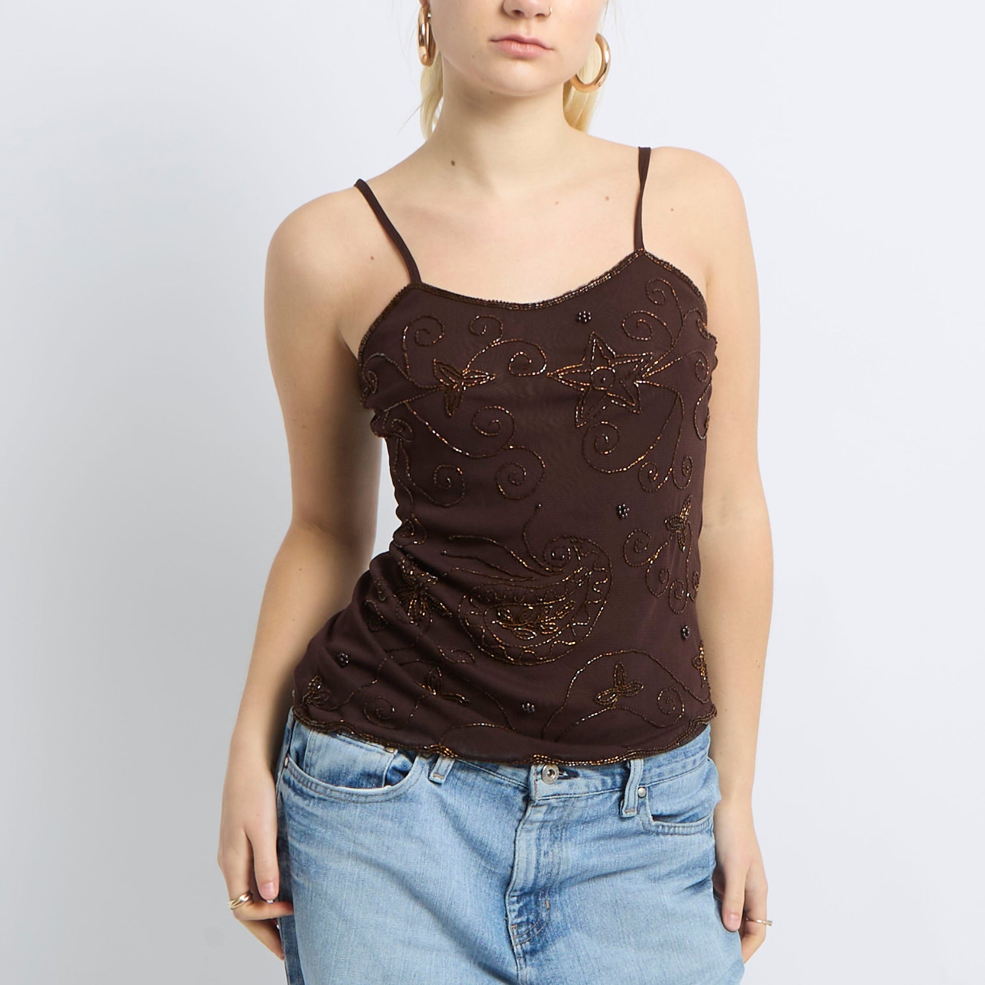 Asymmetric Gem Detail Cami Top - UK 10