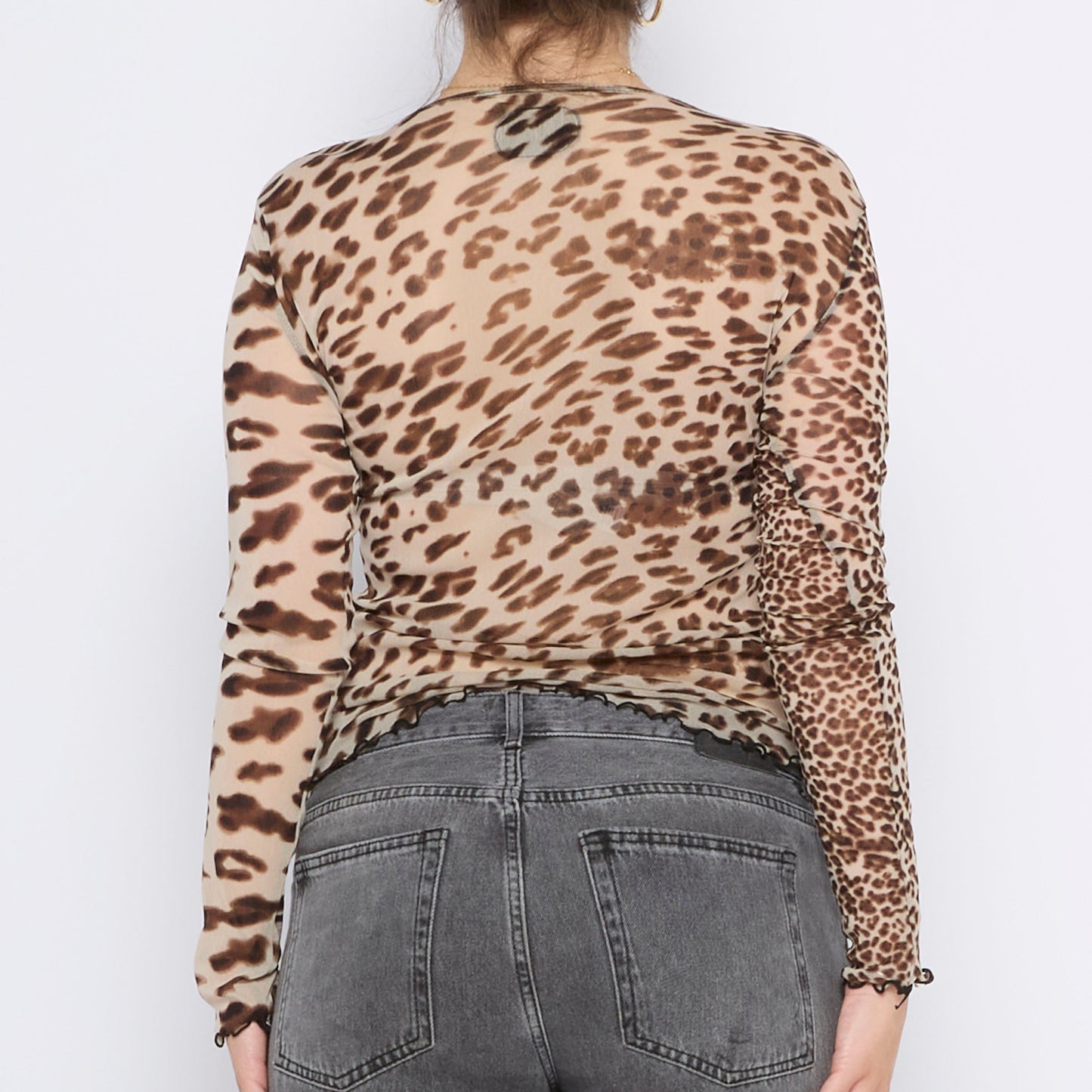 Leopard  V-Neck Mesh Top - UK 10