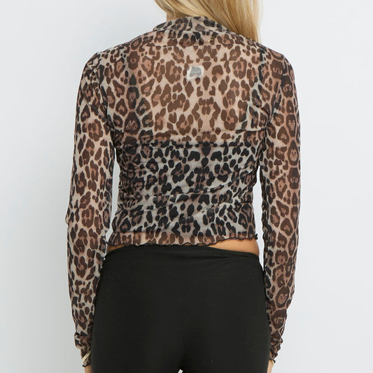 Turtle Neck Mesh Animal  Top- UK 10