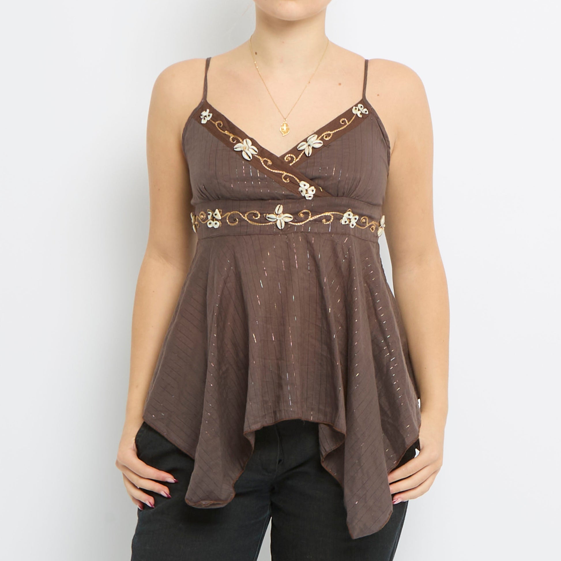 Shell Detail Strappy-Camisole - UK 10