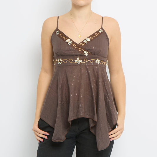 Shell Detail Strappy-Camisole - UK 10