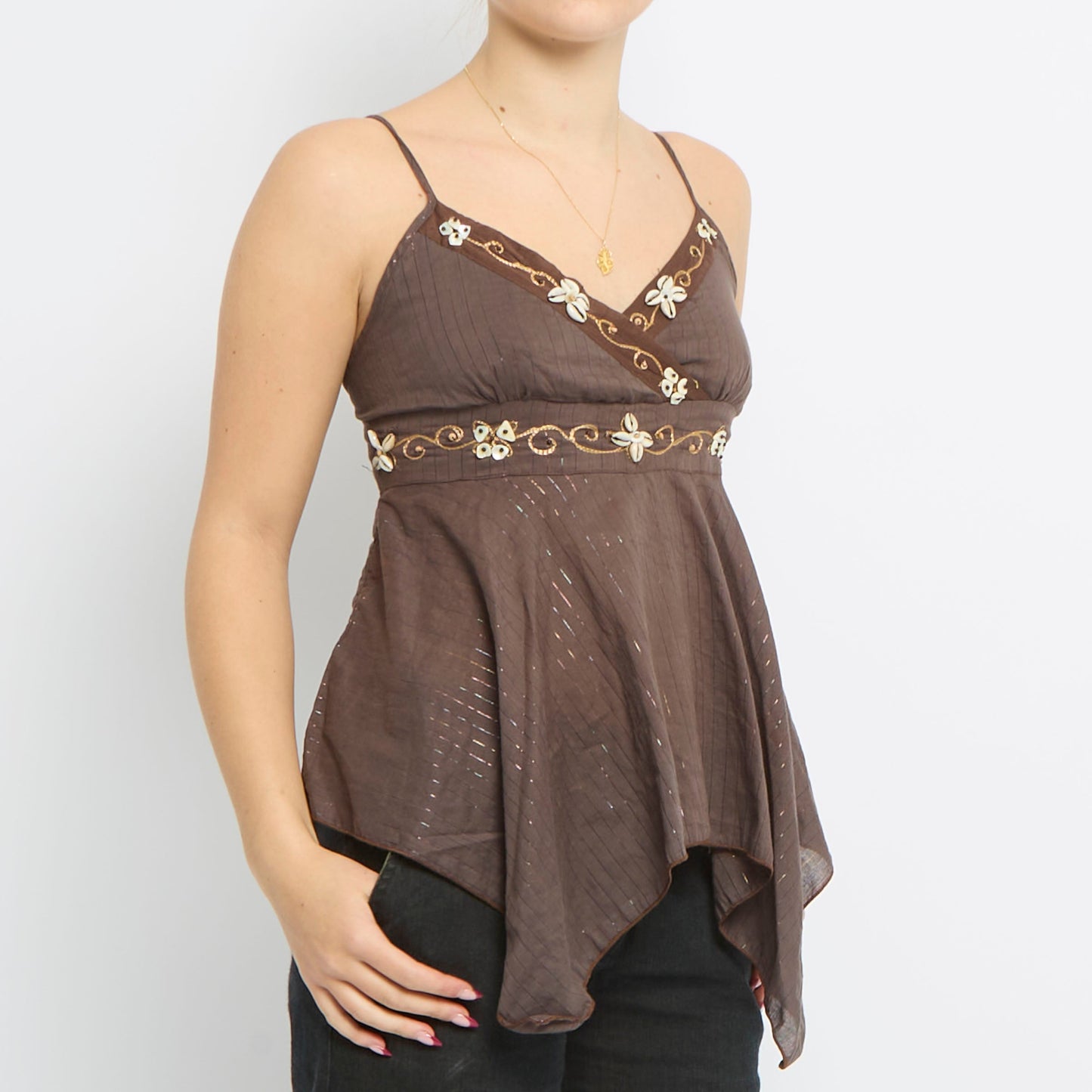 Shell Detail Strappy-Camisole - UK 10