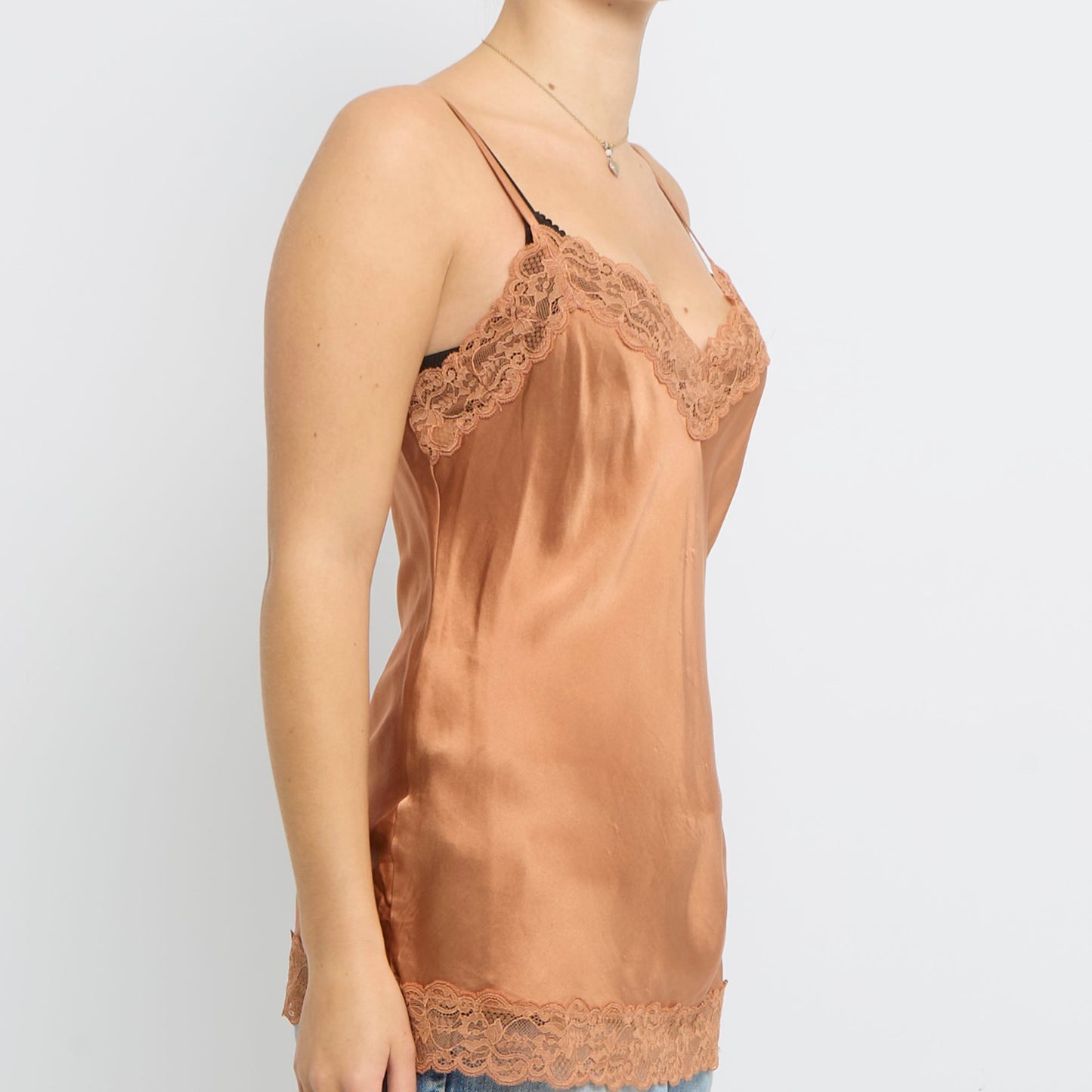 Lace  Satin Strappy Top - UK 10