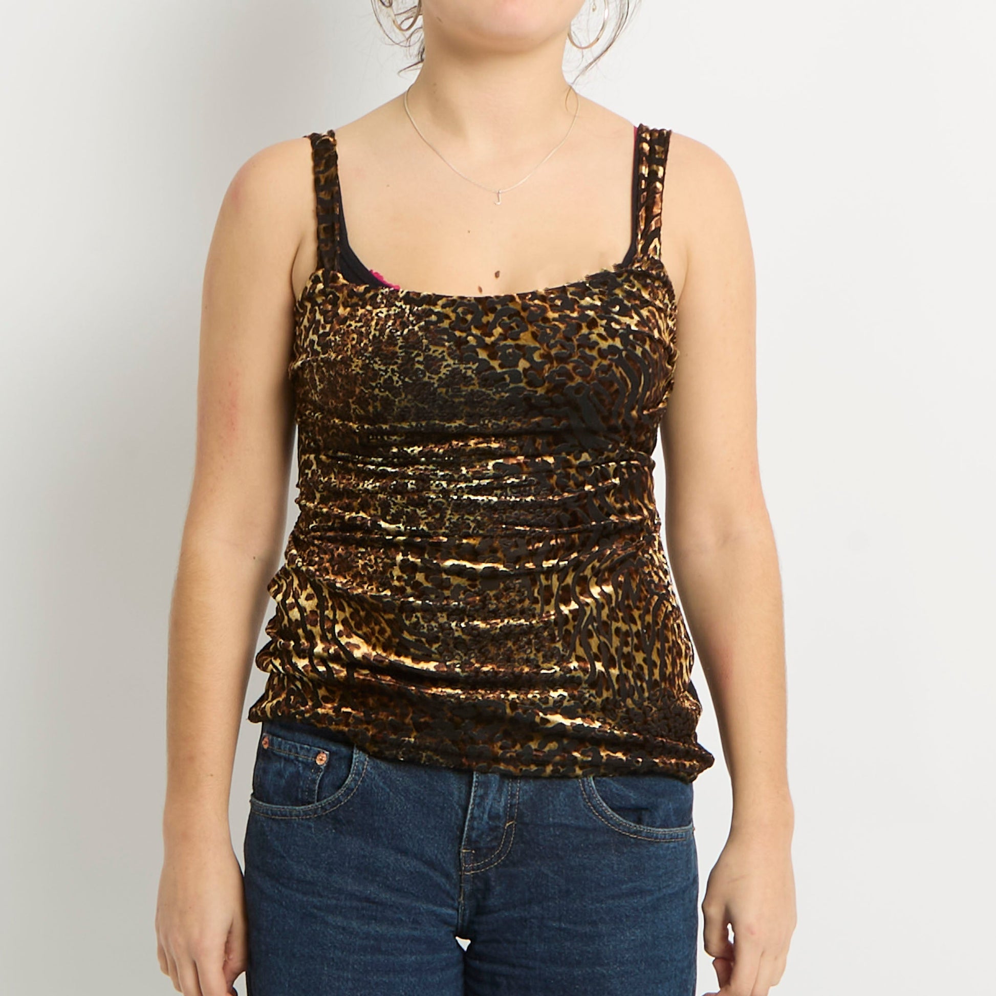 Velvet Leopard Print Tie Top - UK 10