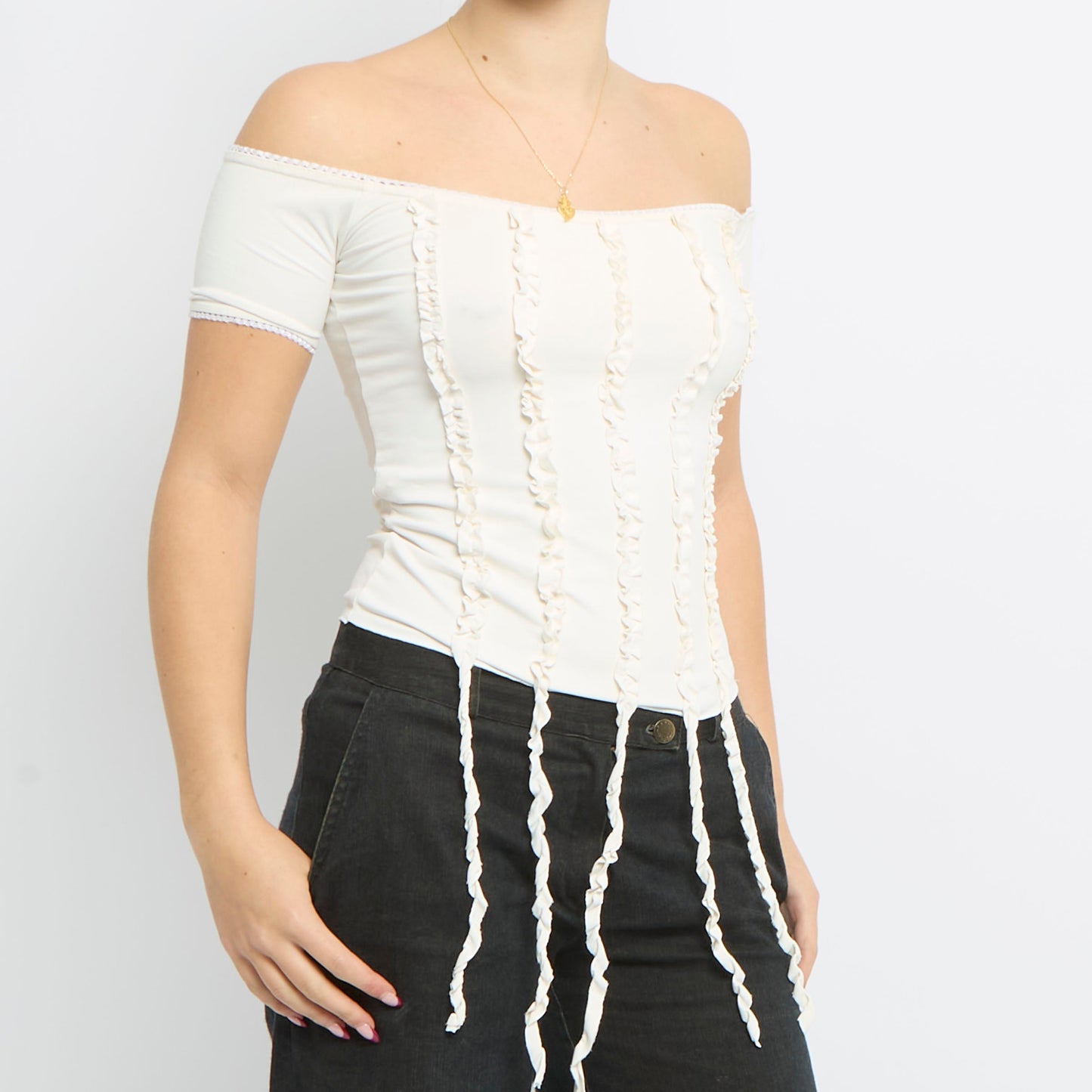 Frill Detail Shortsleeve Top - UK 10