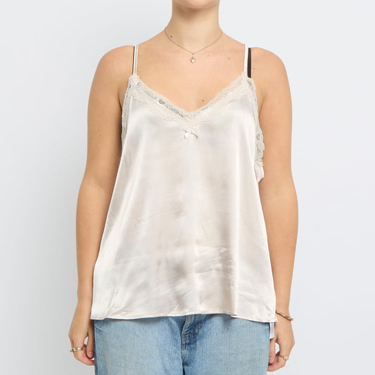 Silk Lace Detail Strappy Top - UK 10