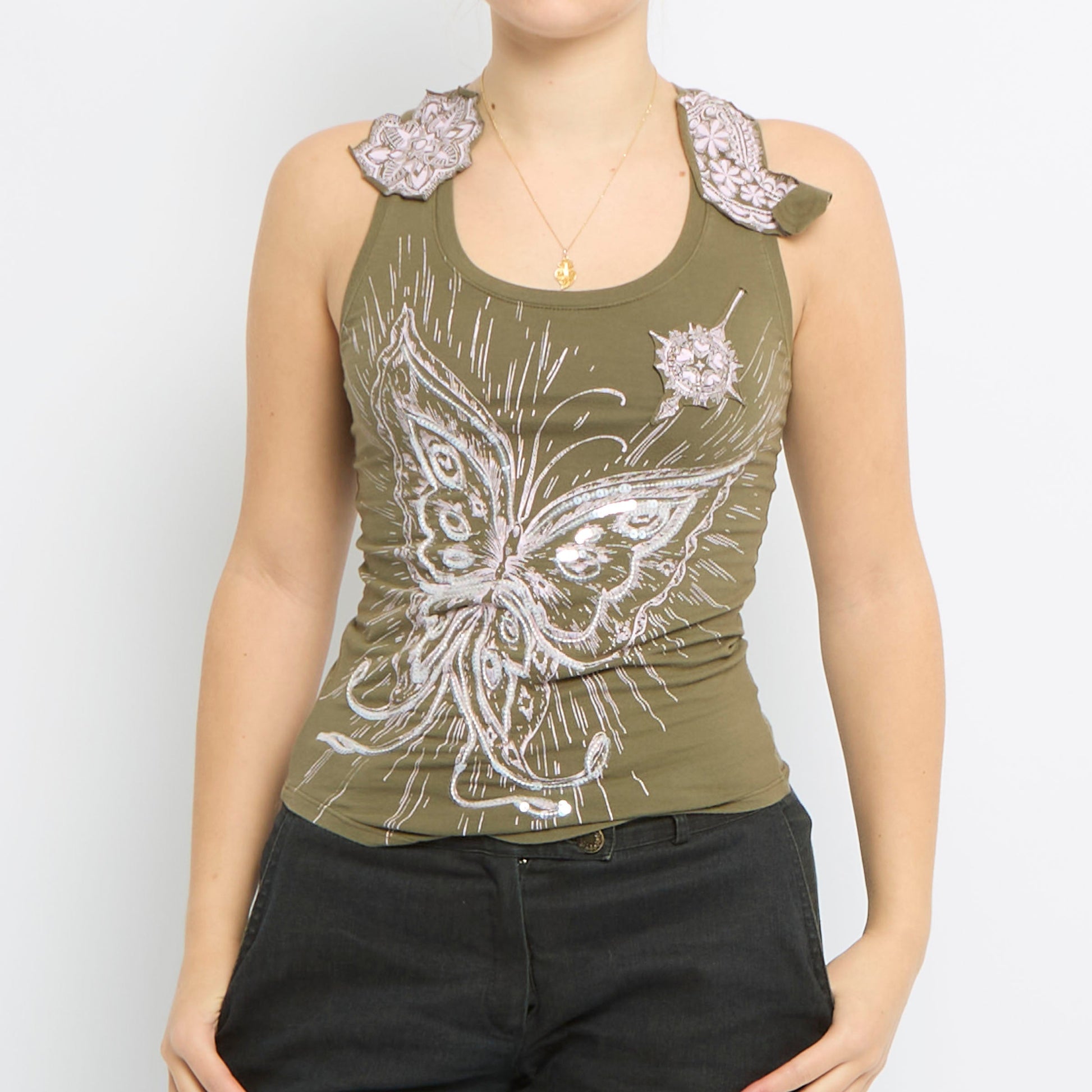 Butterfly Detail Sleeveless Vest Top - UK 10