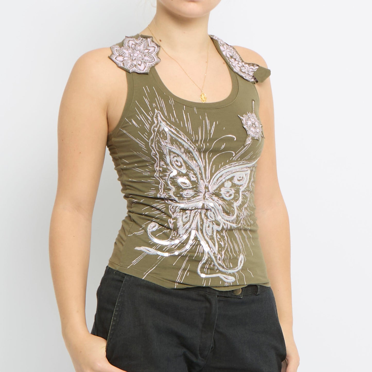 Butterfly Detail Sleeveless Vest Top - UK 10