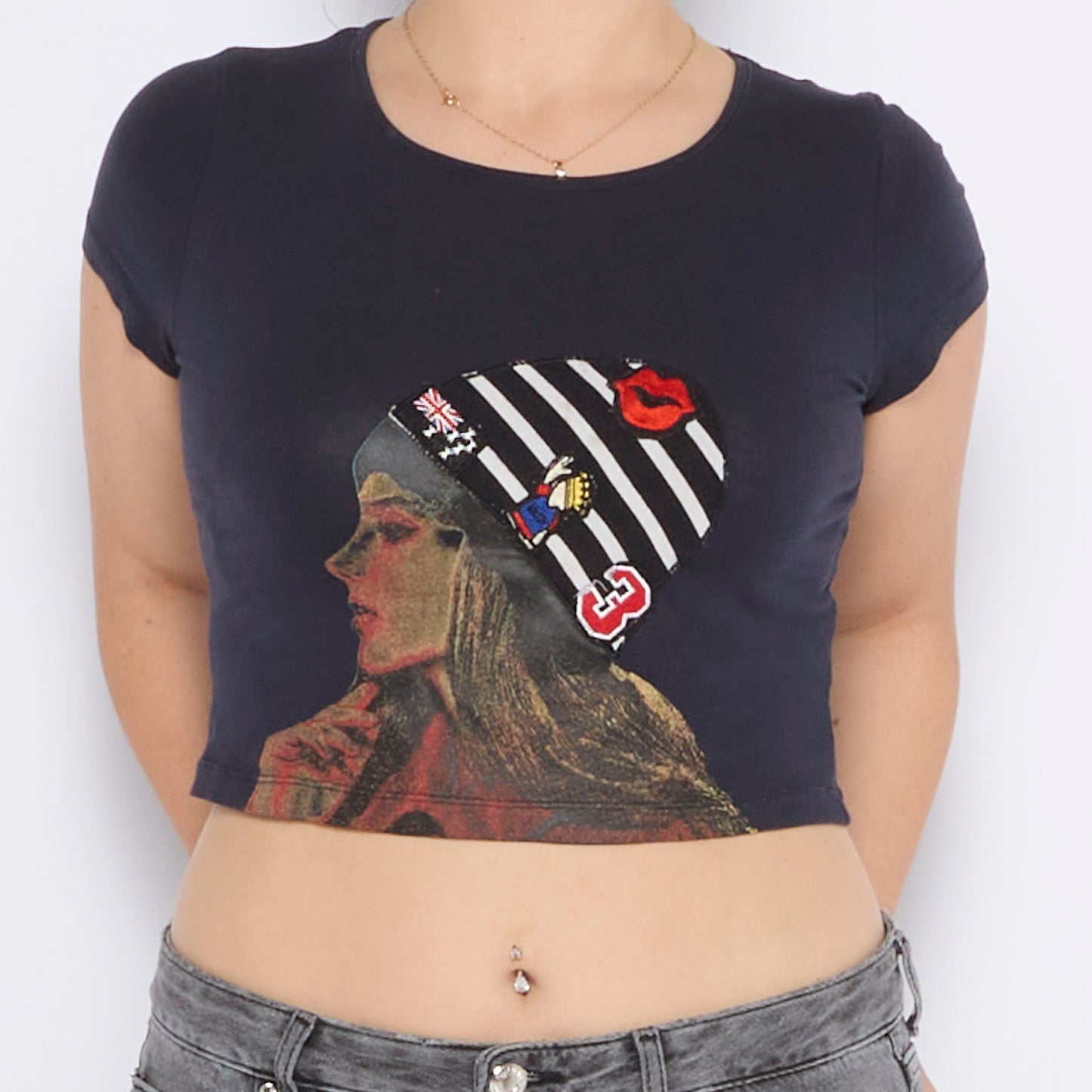 Graphic Print Cropped T-shirt - UK 10