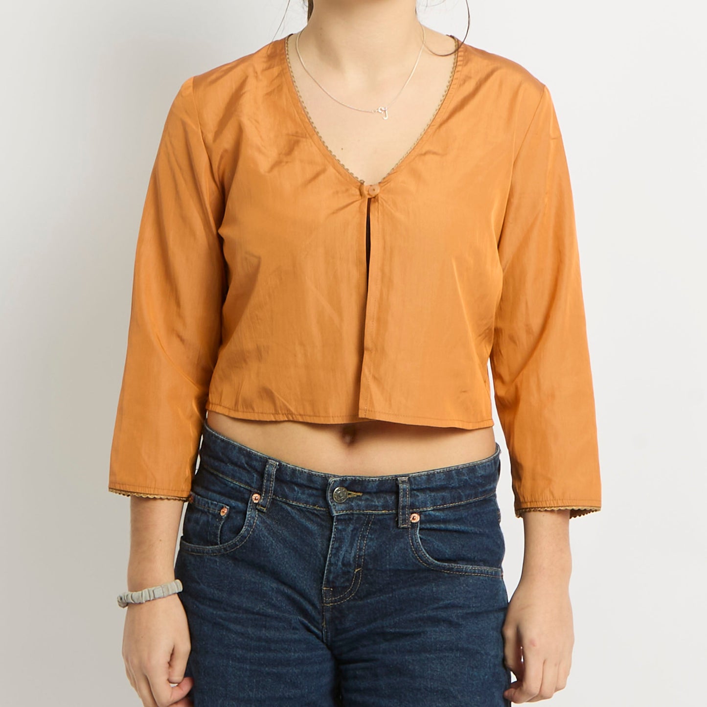 V-Neck Cropped Blouse - UK 10