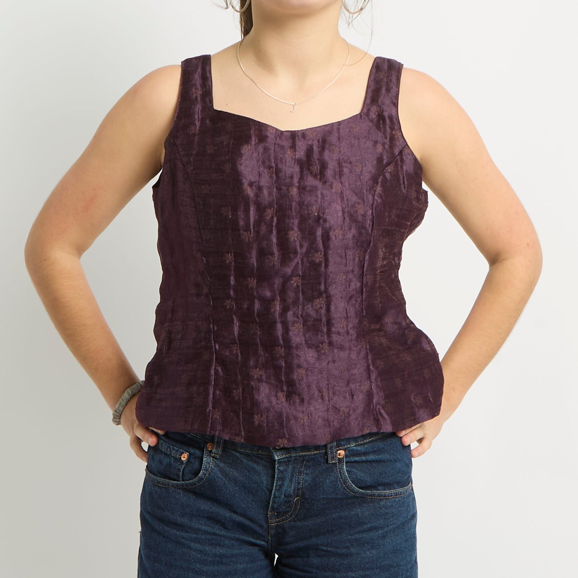 Silk Square Neck Top - UK 10