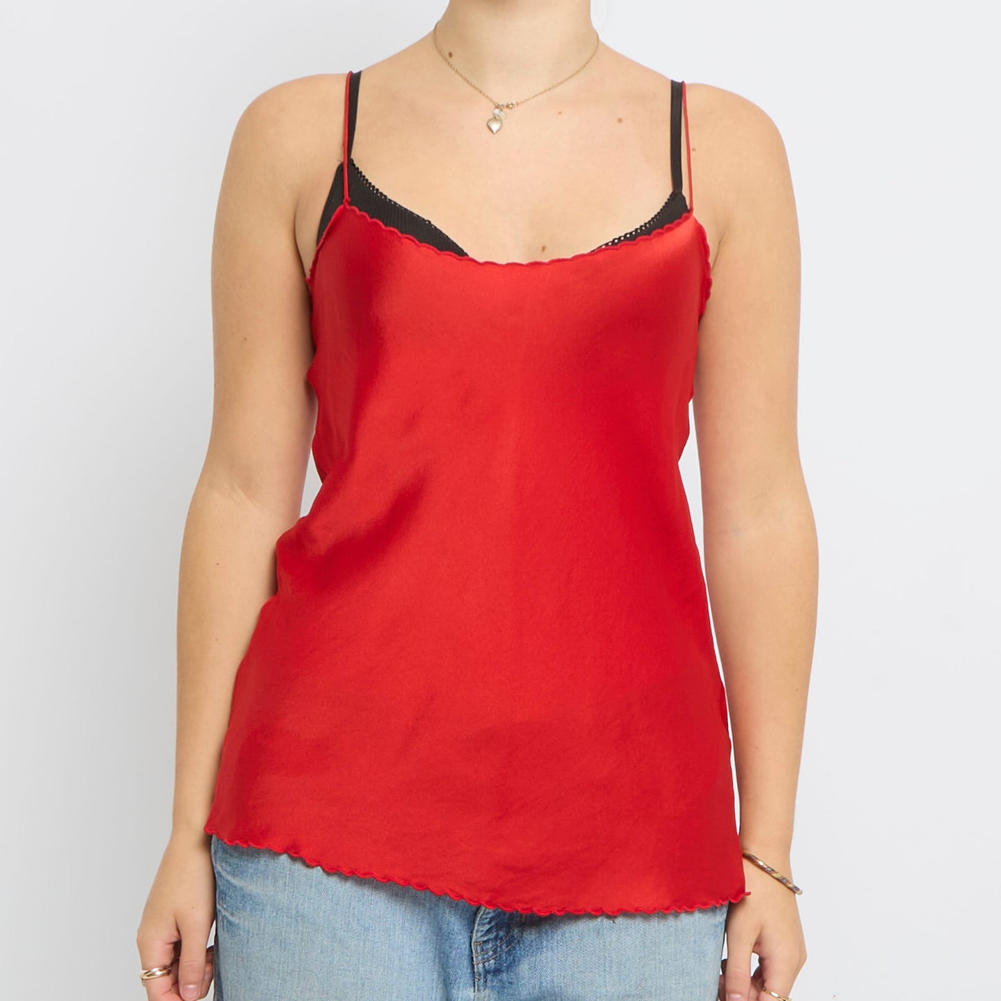 Frilled Satin Vest Top - UK 10