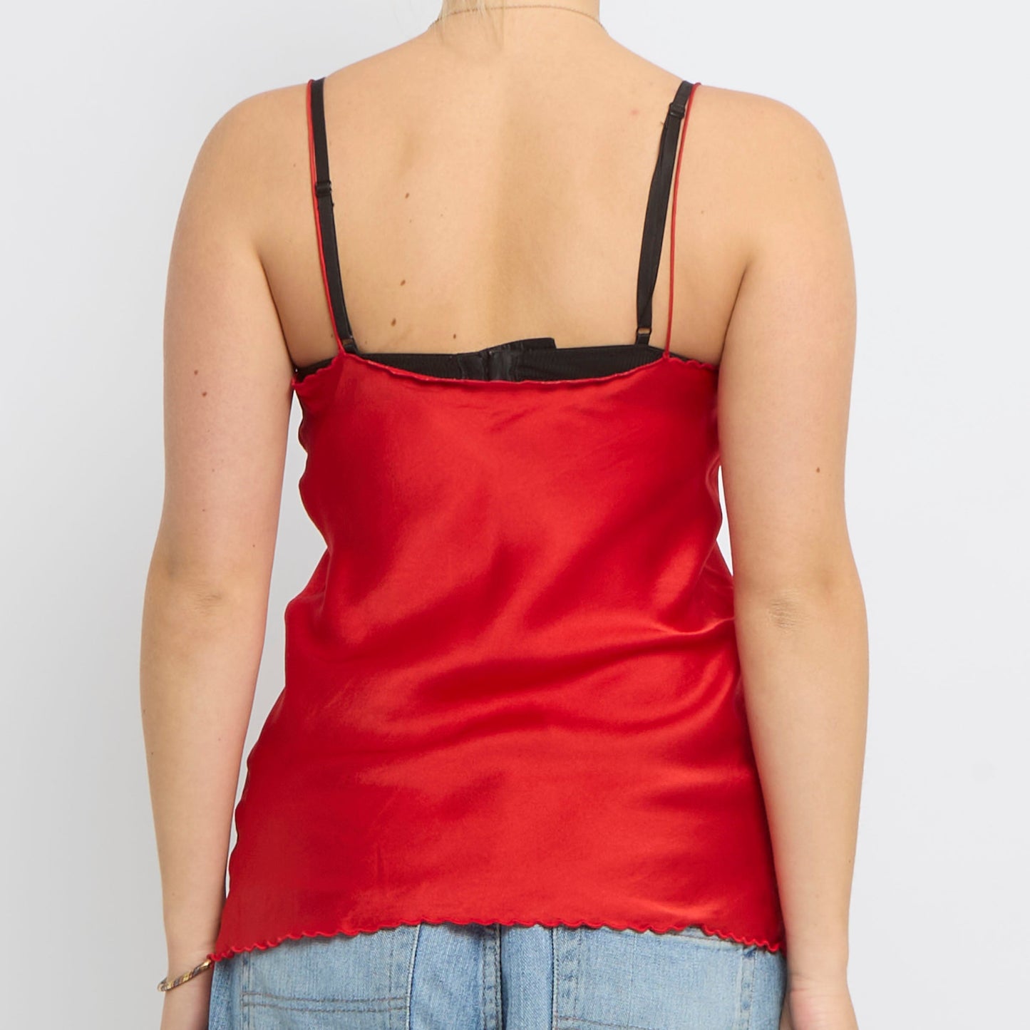 Frilled Satin Vest Top - UK 10