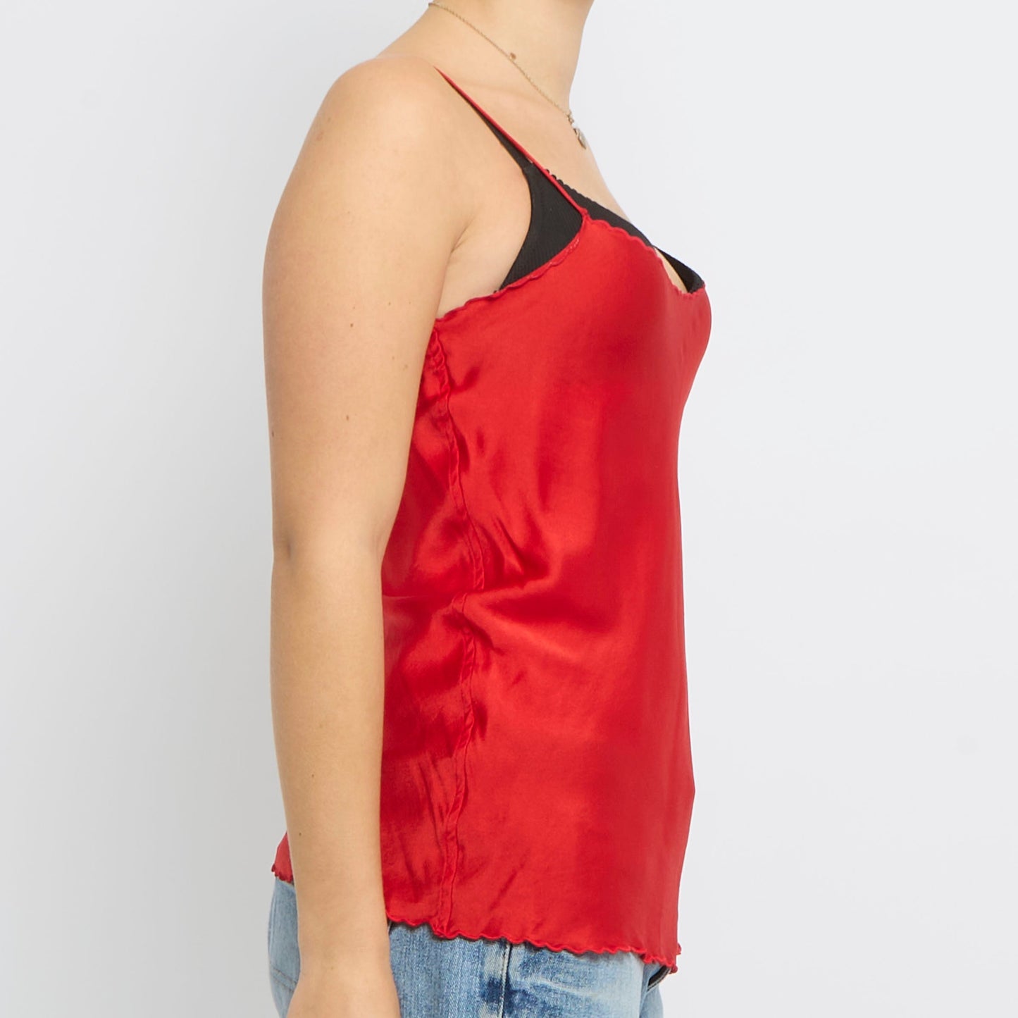 Frilled Satin Vest Top - UK 10