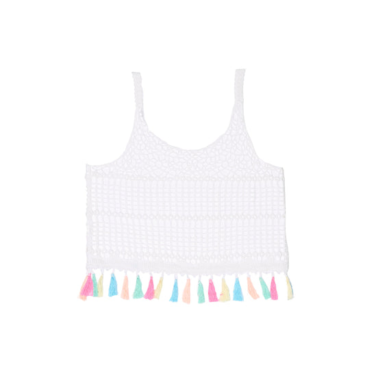 Crochet Strappy Top with Tassel Hem - UK 10