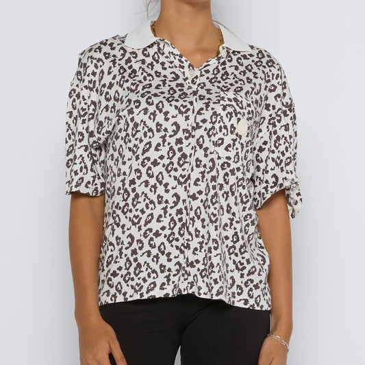 Trussardi Leopard Print Collared Shirt - UK 10