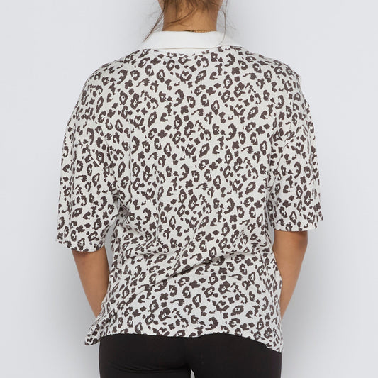 Trussardi Leopard  Collared Shirt - UK 10