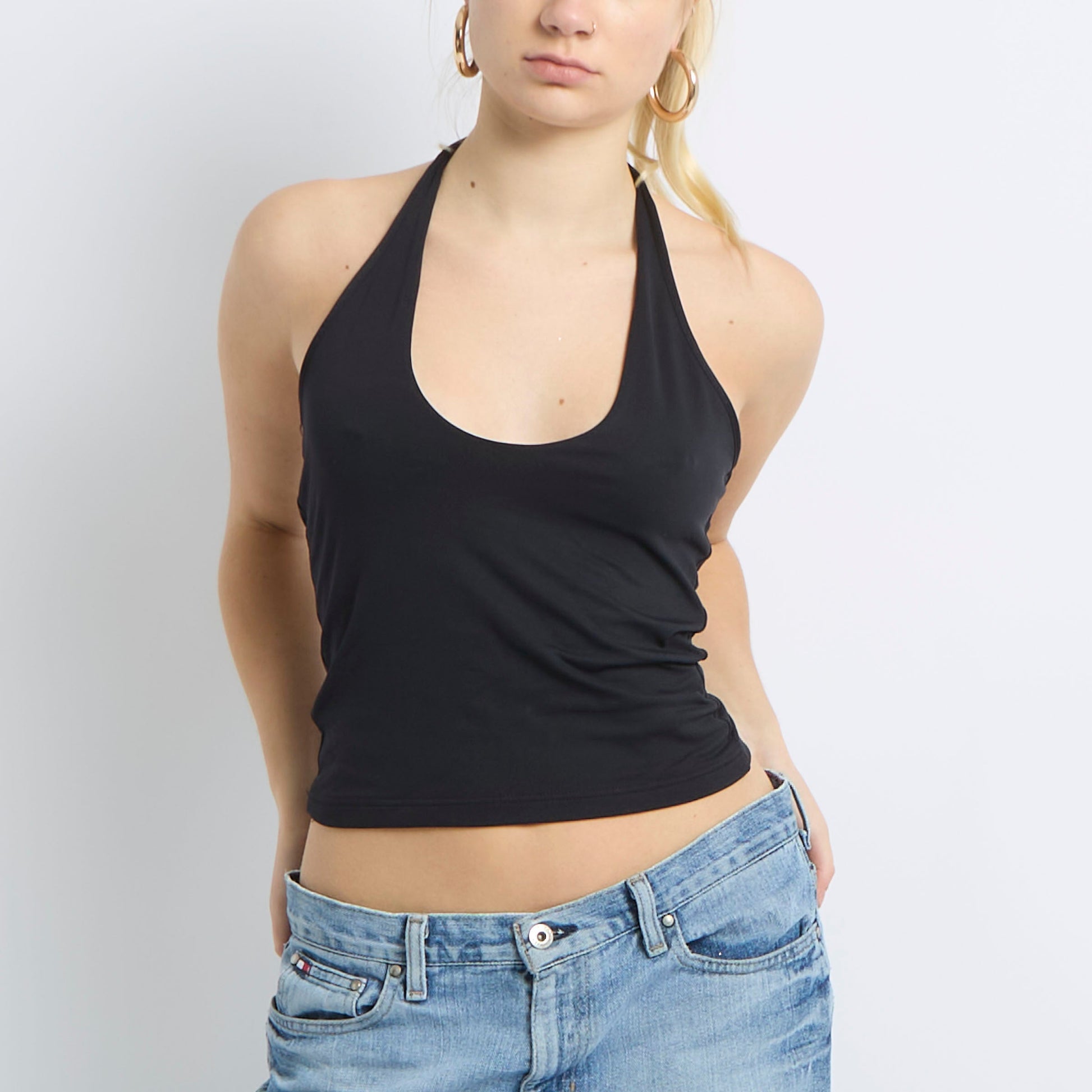 Halter Neck Contrast Lining Top - UK 12