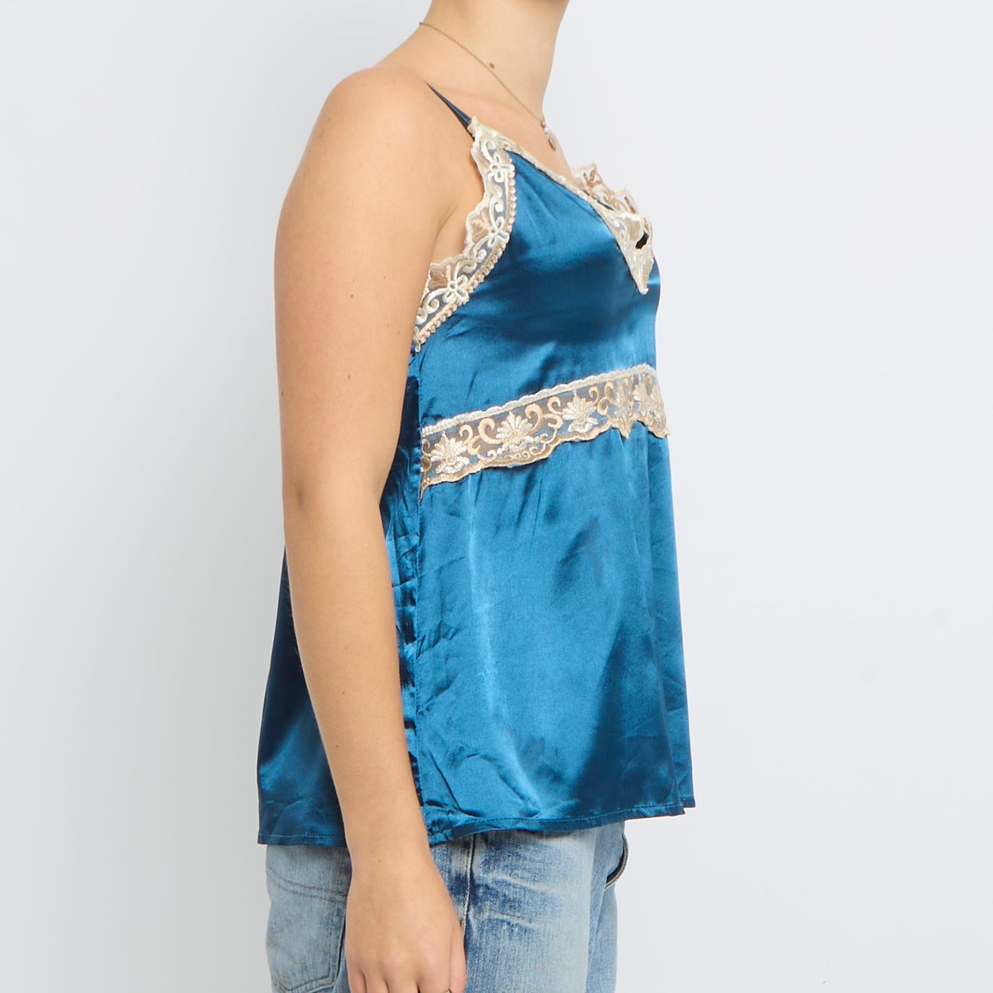 Lace  Satin Strappy Top - UK 12