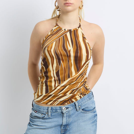 Halter Neck Animal Print Top - UK 12