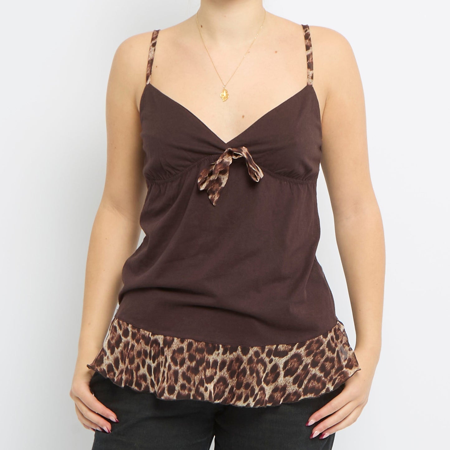 Animal Print Strappy Camisole Top - UK 12