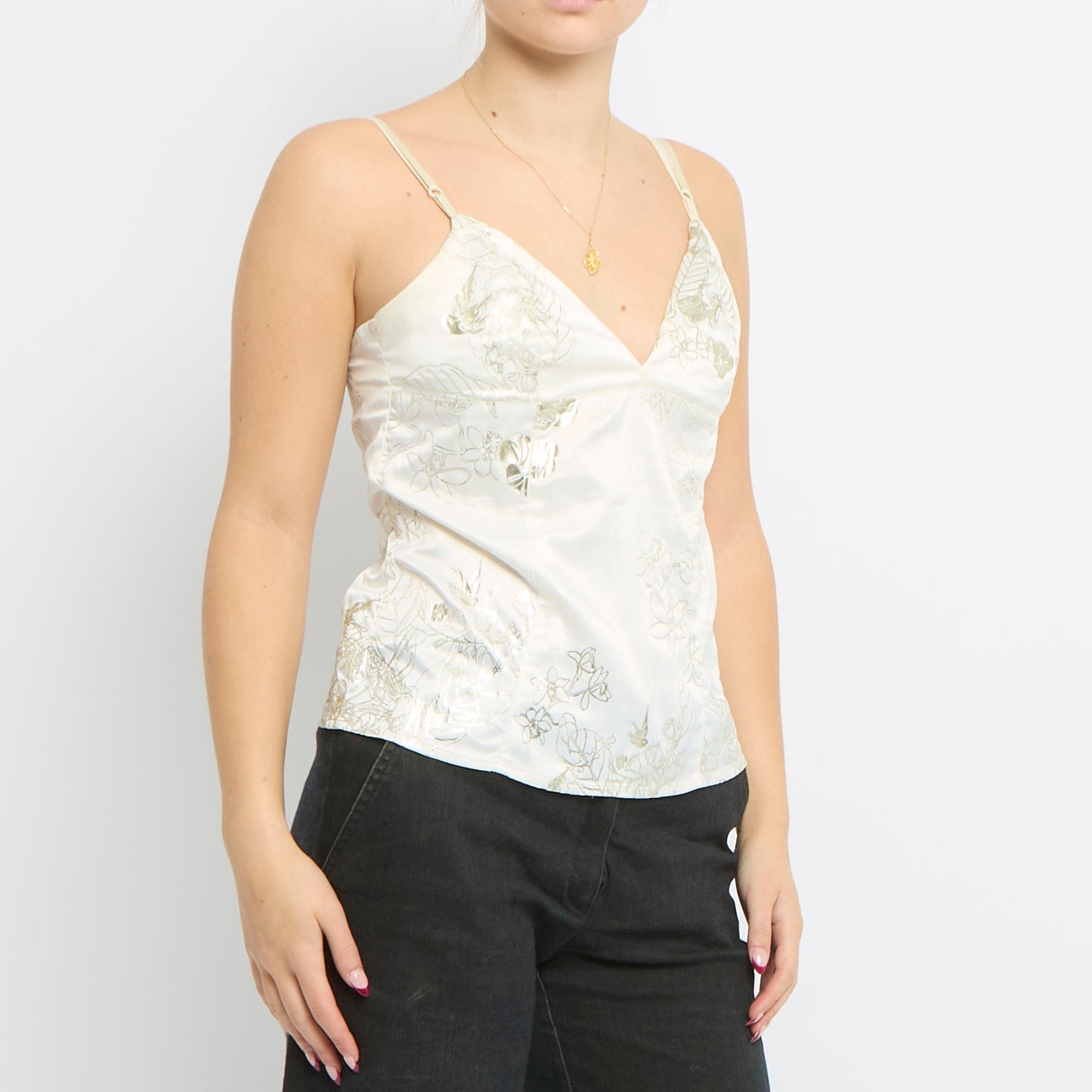 Floral Detail Strappy Top - UK 12