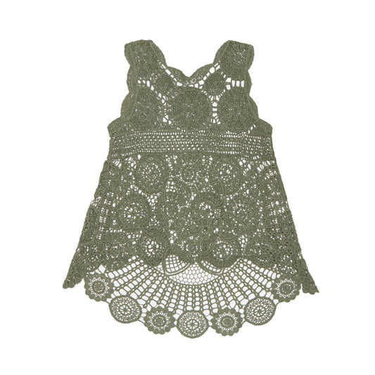 Crochet Knit Vest Drop Hem Top - UK 12