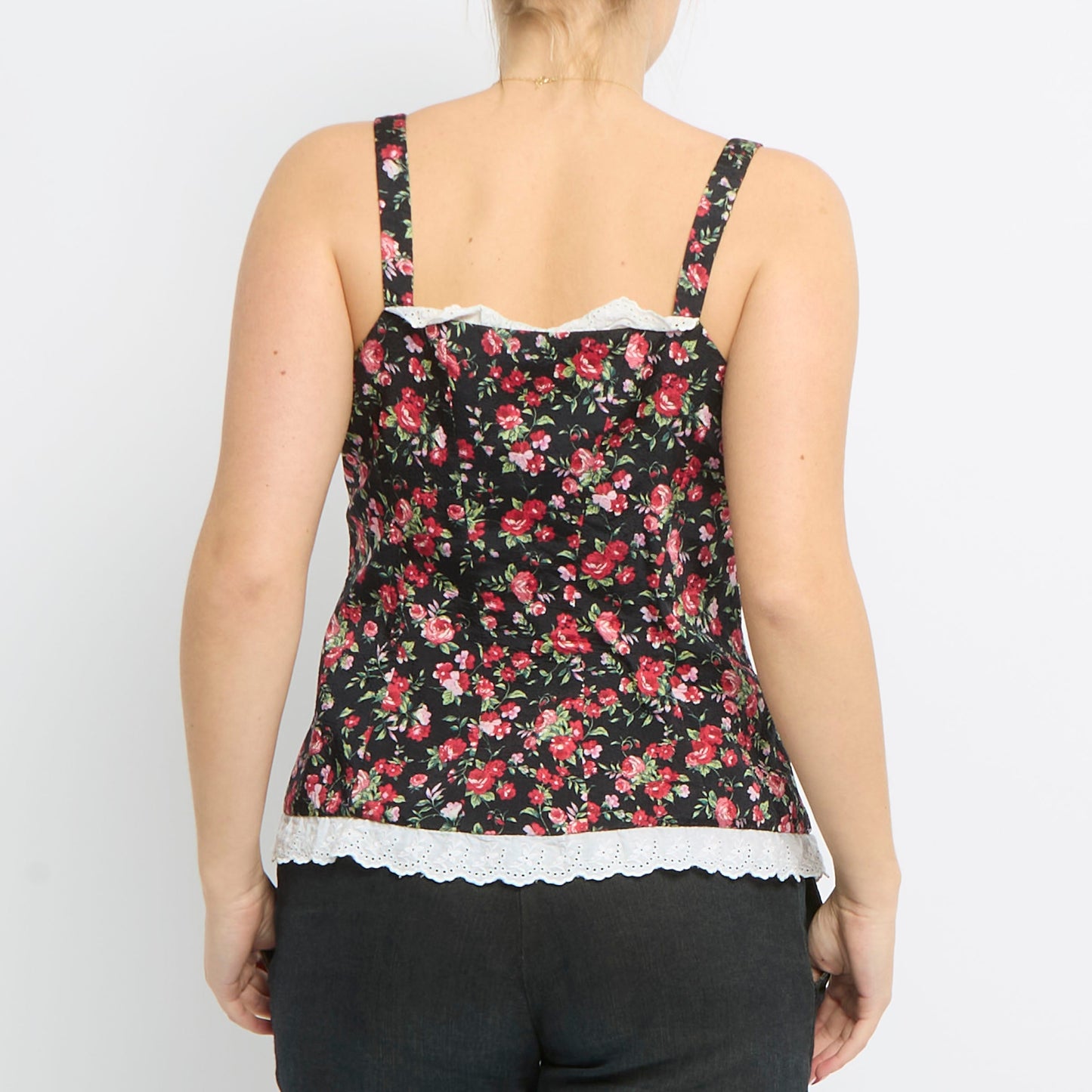 Floral Print Strappy Button Up Top - UK 12