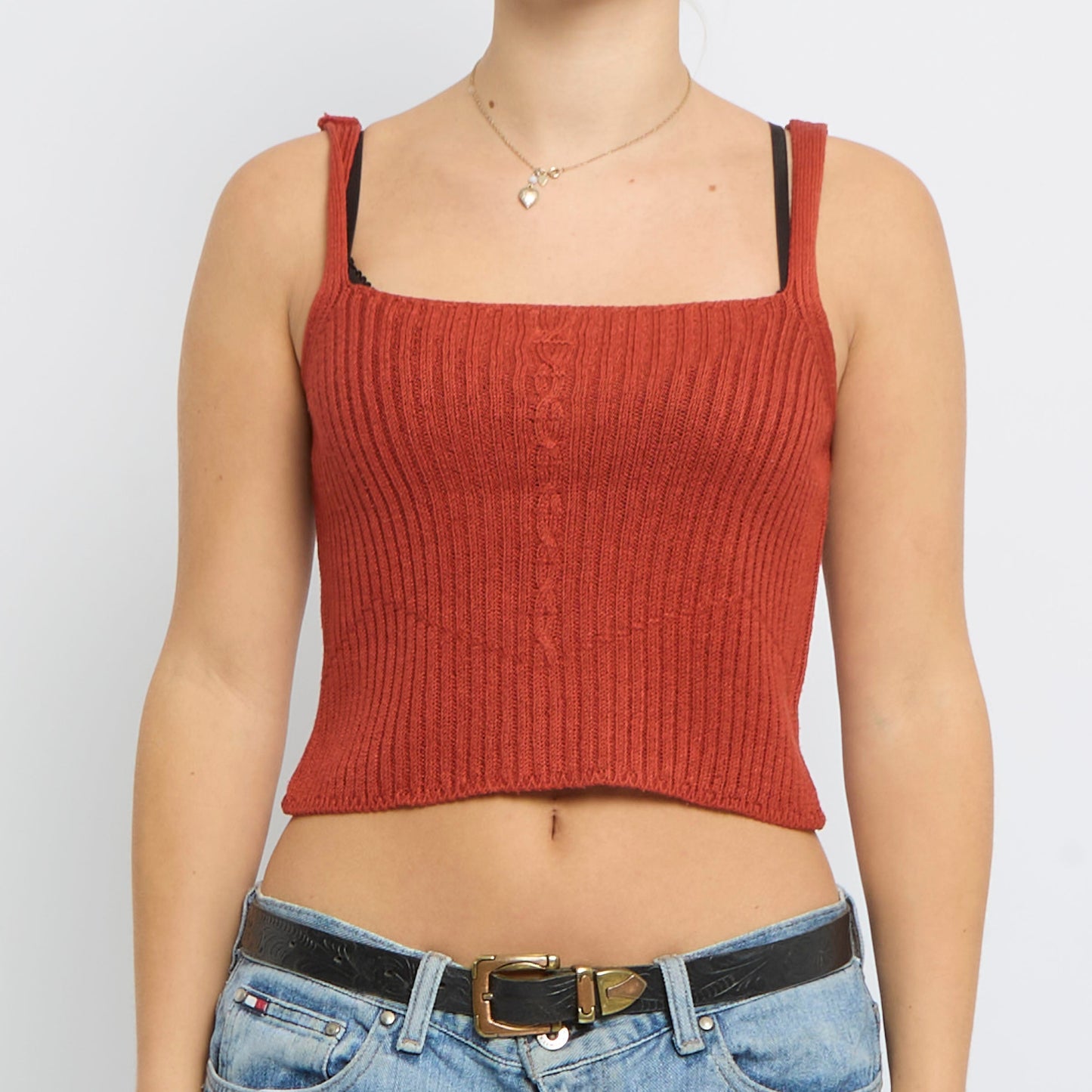 Ribbed Knitted Strappy Top - UK 12