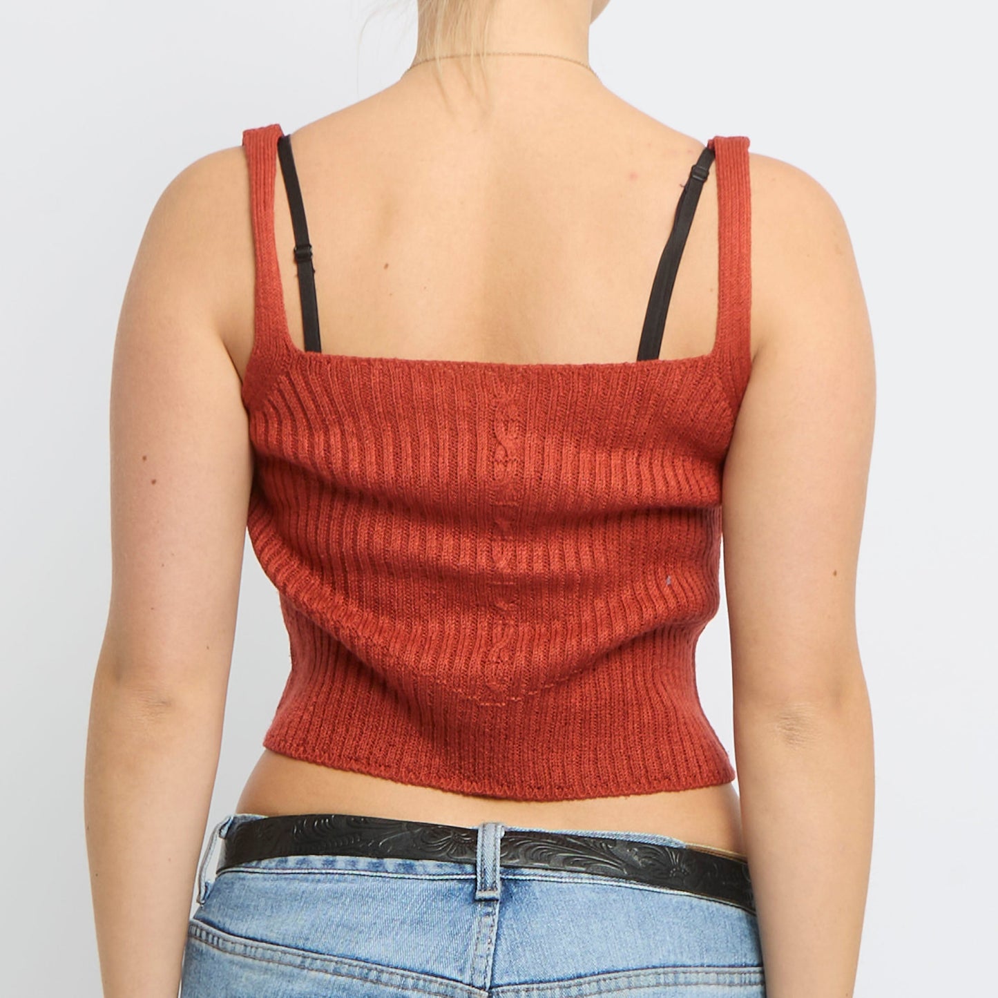 Ribbed Knitted Strappy Top - UK 12