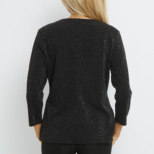 Gathered Long Sleeve Sparkly Top- UK 14